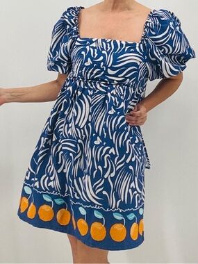 Primark Italian Summer European Vacation Fruit Print Boho Cut Out Babydoll Dress